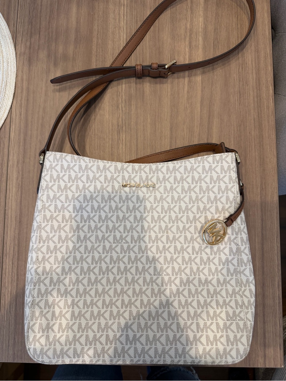 Michael Kors Vanilla Logo Crossbody with Acorn Trim